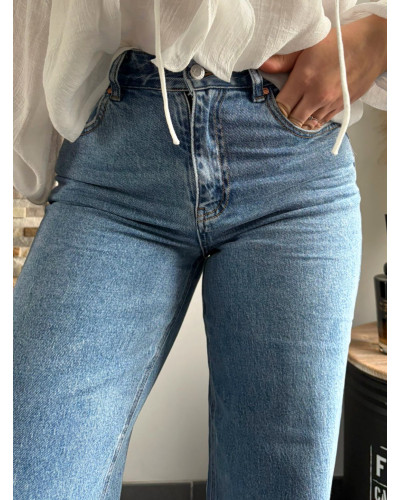 MAXIME | Jean wide leg long bleu clair
