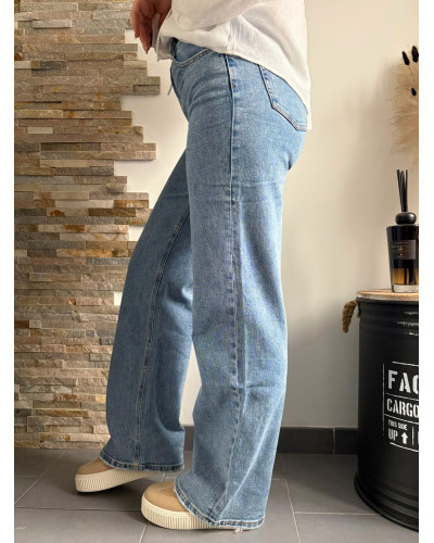 MAXIME | Jean wide leg long bleu clair