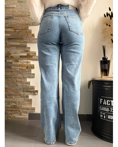 MAXIME | Jean wide leg long bleu clair