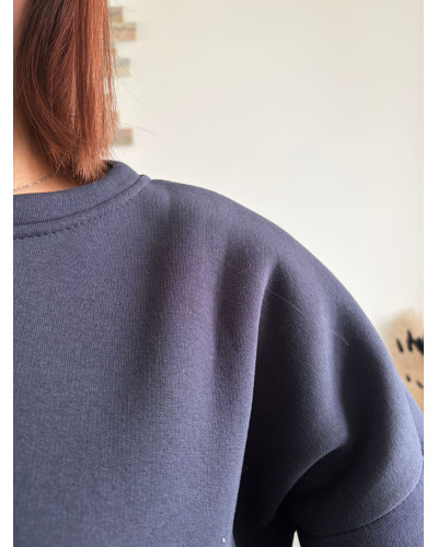 MARLEY | Sweat bleu marine inscription MOMMY dans le dos