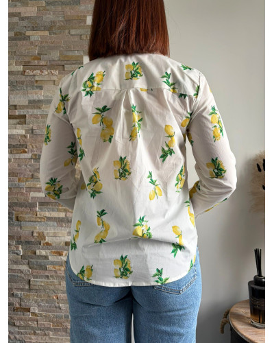 GERALDINE | Chemise blanche imprimé citron