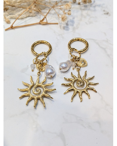 CHRISTELLE | Boucles d'oreilles soleil en acier inoxydable