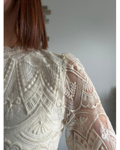 NADINE | Blouse écrue en dentelle