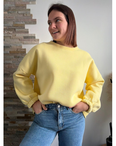 JASMIN | Sweat jaune inscription LOVE dans le dos