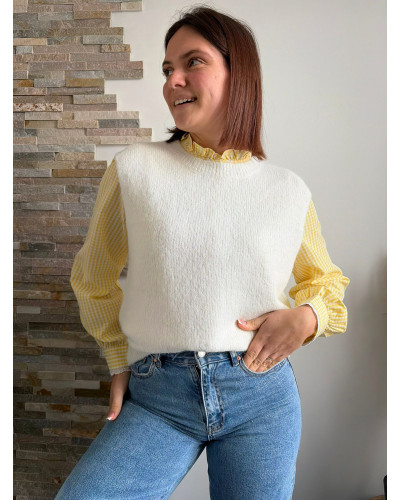 XAVIER | Pull sans manche blanc