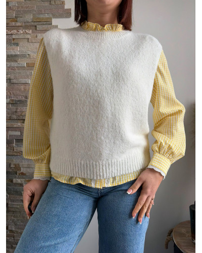 XAVIER | Pull sans manche blanc