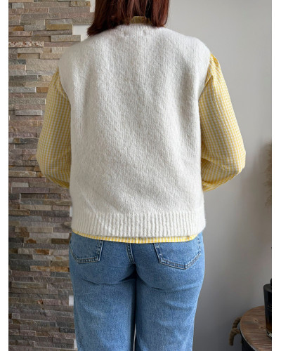 XAVIER | Pull sans manche blanc