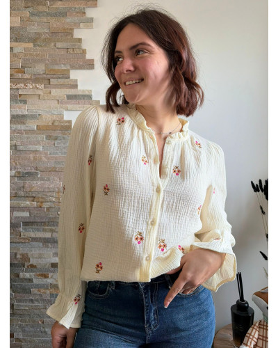 LAURA | Blouse en coton avec broderies