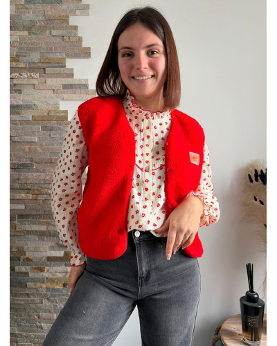 JOSY | Blouse écrue en gaze de coton fleurie
