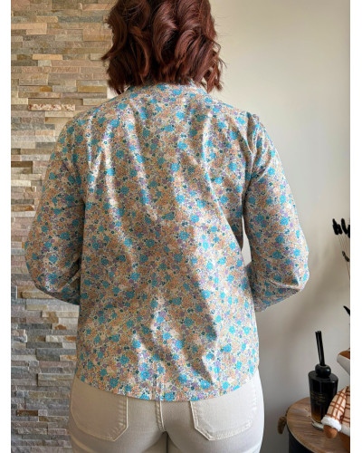 FLORA | Blouse en coton liberty bleu