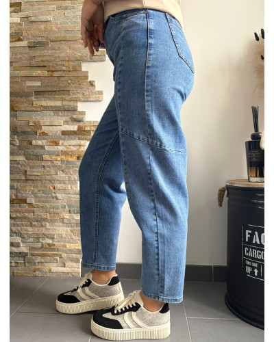 FRANCK | Jean balloon bleu avec élasthanne