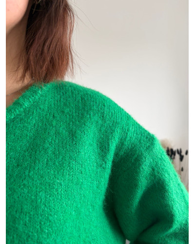 LEONARD | Gilet vert avec boutons nacrés