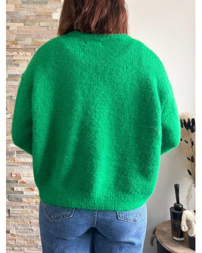 LEONARD | Gilet vert avec boutons nacrés