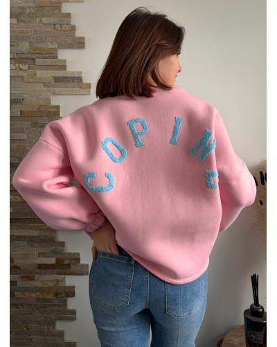 PETER | Sweat rose inscription COPINE dans le dos