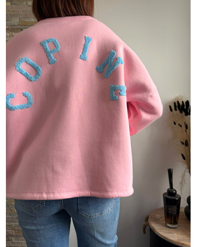 PETER | Sweat rose inscription COPINE dans le dos