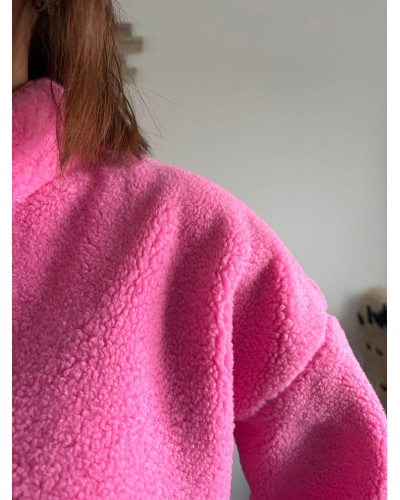 JOEY | Polaire rose fuchsia zip