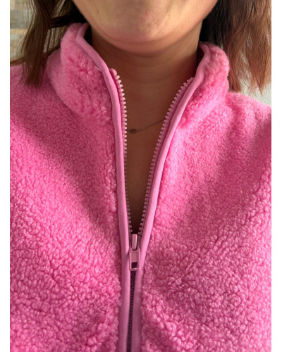 JOEY | Polaire rose fuchsia zip