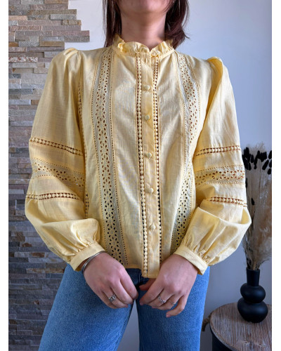 SYLVIANNE | Blouse jaune en coton avec broderie