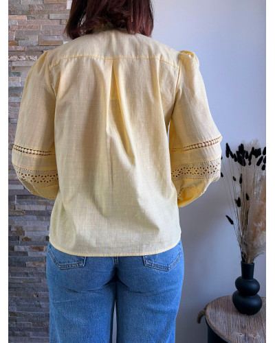 SYLVIANNE | Blouse jaune en coton avec broderie