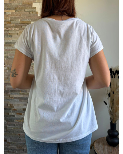 ISAÏA | Tee-shirt en coton blanc cœur léopard