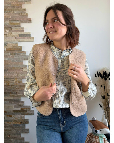 GUILLAUME | Gilet sans manche sherpa beige