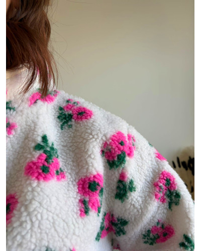 ALEX | Polaire avec fleurs roses et vertes