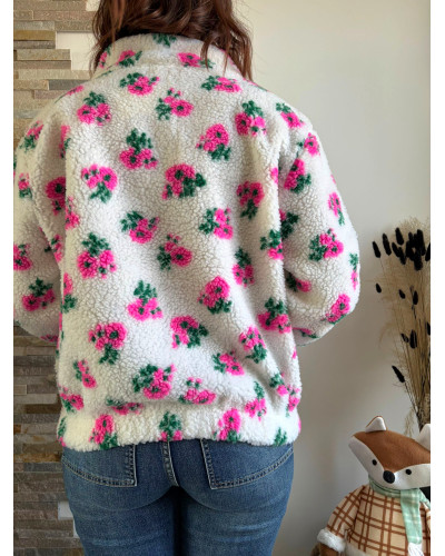 ALEX | Polaire avec fleurs roses et vertes