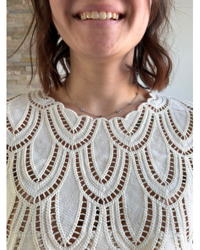 EGLANTINE | Blouse en crochet écrue