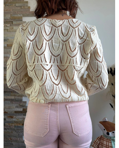 EGLANTINE | Blouse en crochet écrue