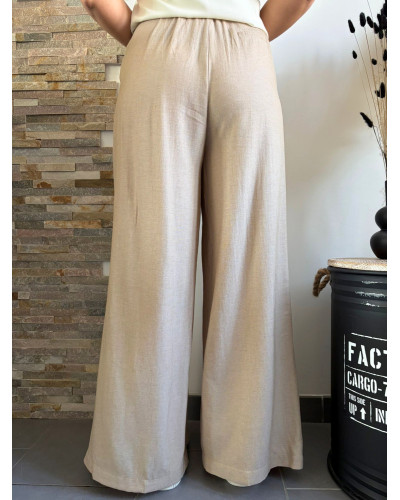 YVES | Pantalon fluide large beige
