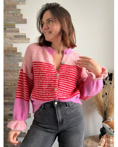 ERIC | Gilet coloré en maille avec rayures