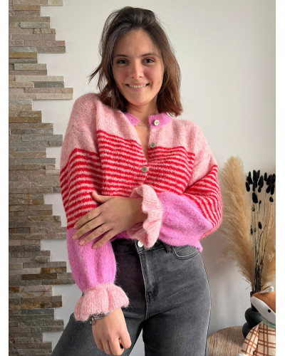 ERIC | Gilet coloré en maille avec rayures