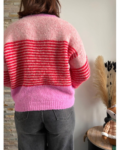 ERIC | Gilet coloré en maille avec rayures