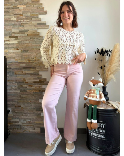 MARCO | Jean wide leg rose avec élasthanne