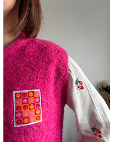 ANTHONY | Gilet sans manche maille rose fuchsia