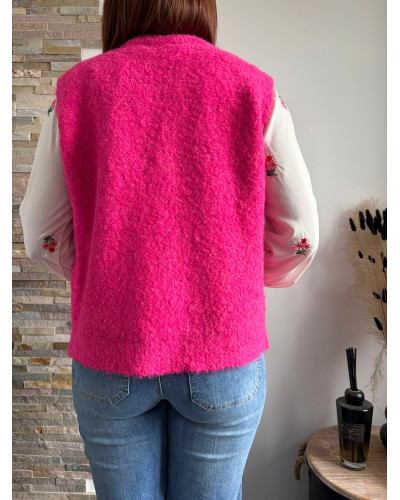 ANTHONY | Gilet sans manche maille rose fuchsia