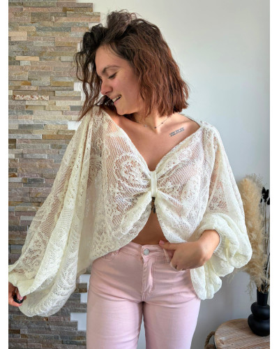 HELOISE | Blouse dentelle noeud