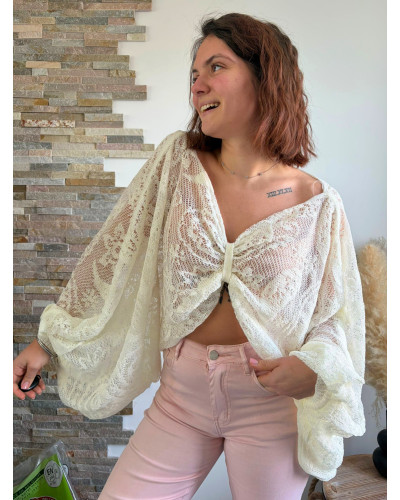 HELOISE | Blouse dentelle noeud