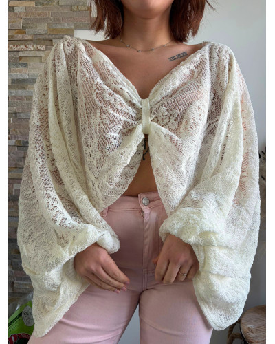 HELOISE | Blouse dentelle noeud