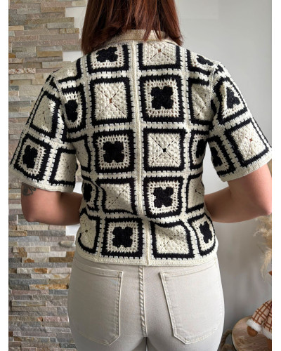 NINO | Tee-shirt macramé noir et blanc