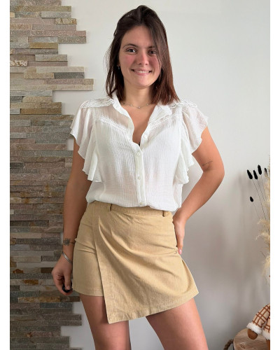 STEPHANIE | Jupe short en jean beige
