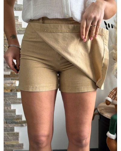 STEPHANIE | Jupe short en jean beige