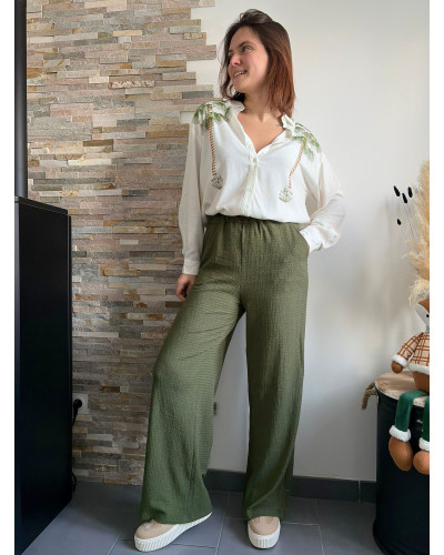 QUENTIN | Pantalon fluide kaki large