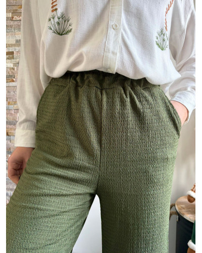 QUENTIN | Pantalon fluide kaki large