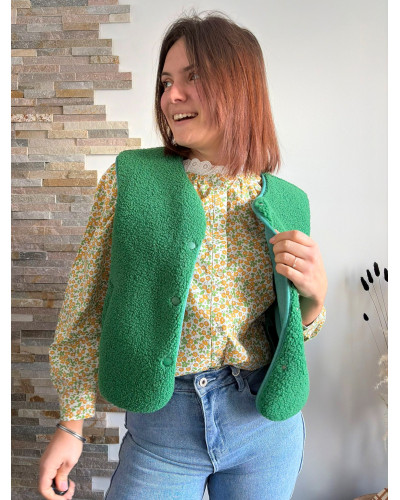 FAUSTINE | Blouse liberty jaune col broderie