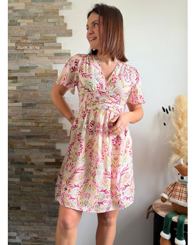 CHARLINE | Robe rose poudré resserrée en dessous de la poitrine