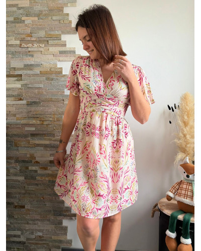 CHARLINE | Robe rose poudré resserrée en dessous de la poitrine