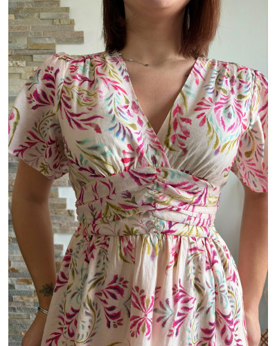 CHARLINE | Robe rose poudré resserrée en dessous de la poitrine