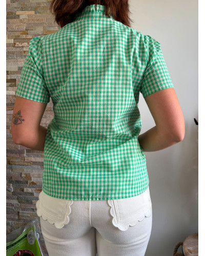 PAULETTE | Blouse vichy verte avec broderie