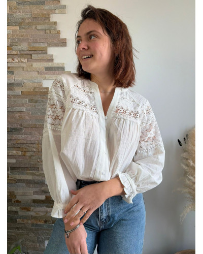 ZELIE | Blouse blanche bohème avec broderie